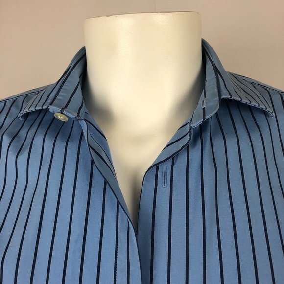 Express Design Studio Men’s Dress Shirt Blue Stripe Classic Fit Size M 15-15.5 - Picture 2 of 13